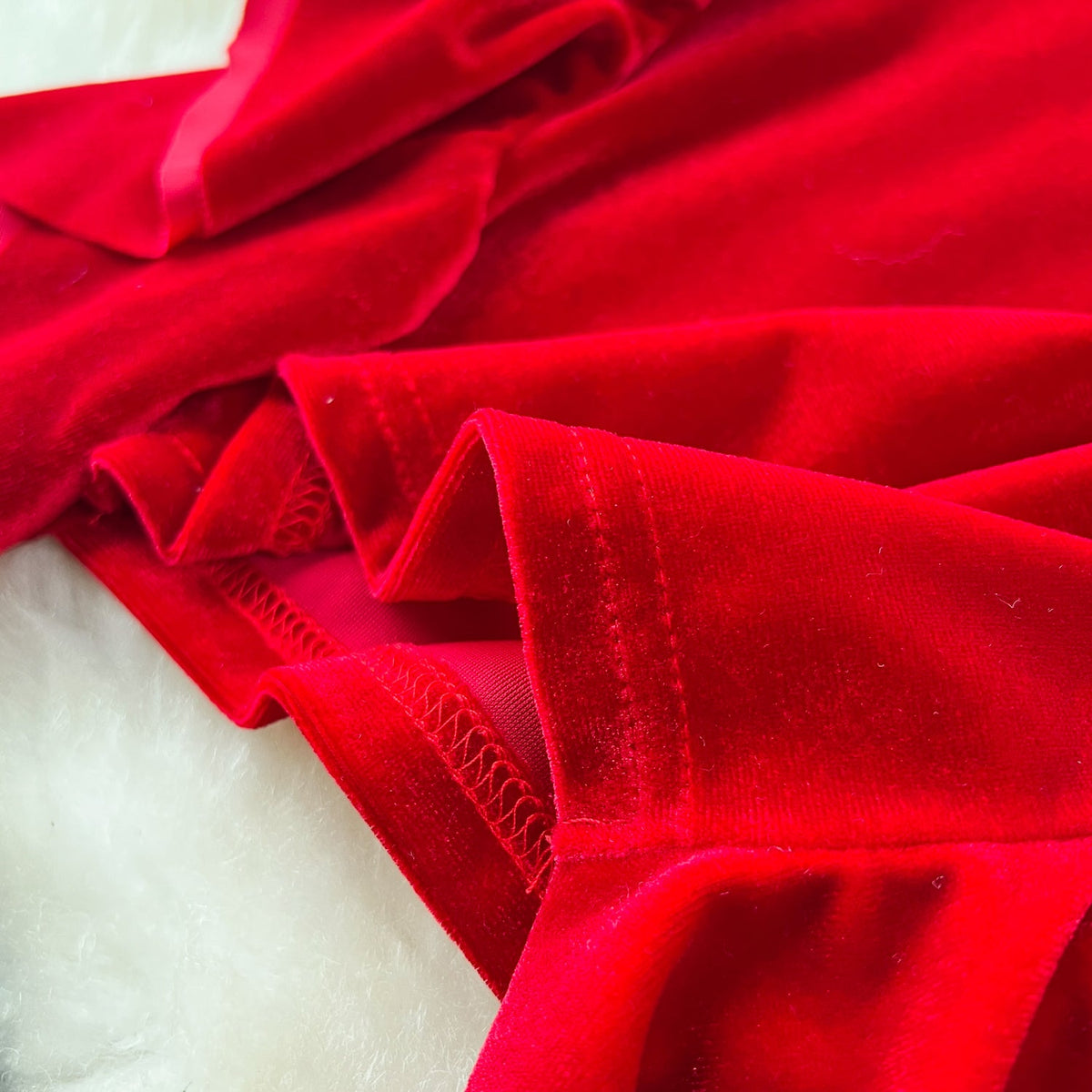 Vintage Red Velvet Ruffled Slip Dress