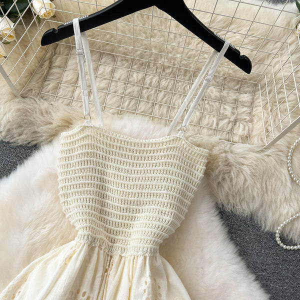 Elegant Hollowed Embroidered Slip Dress