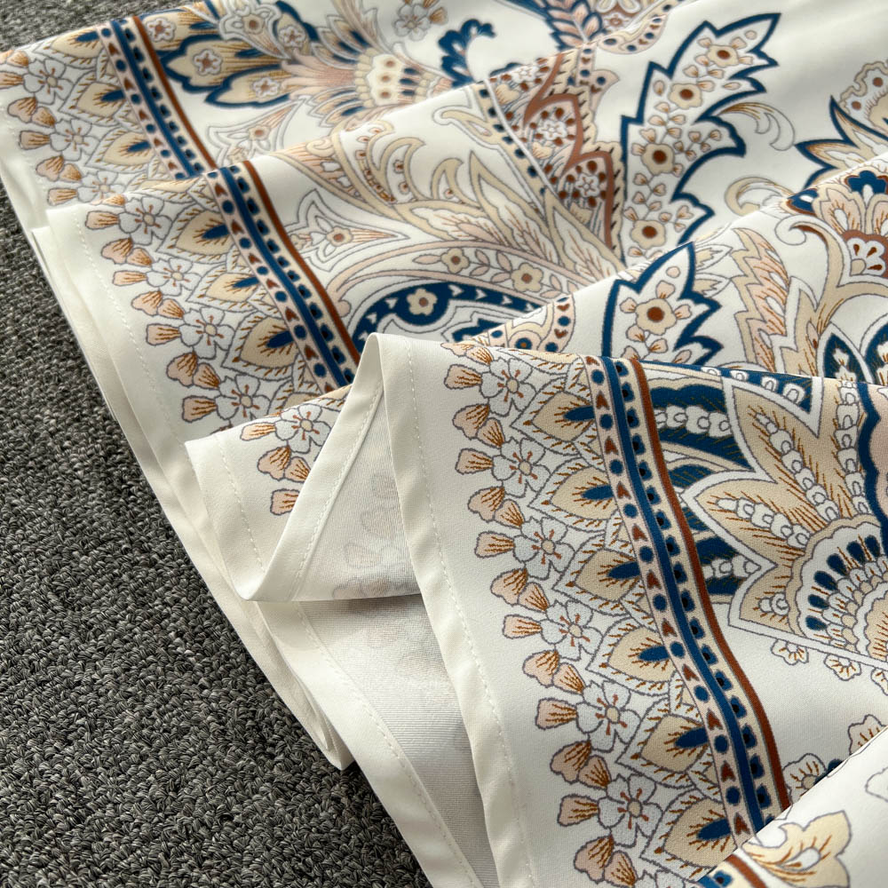 Vintage Printed Round-neck Pleated Dress