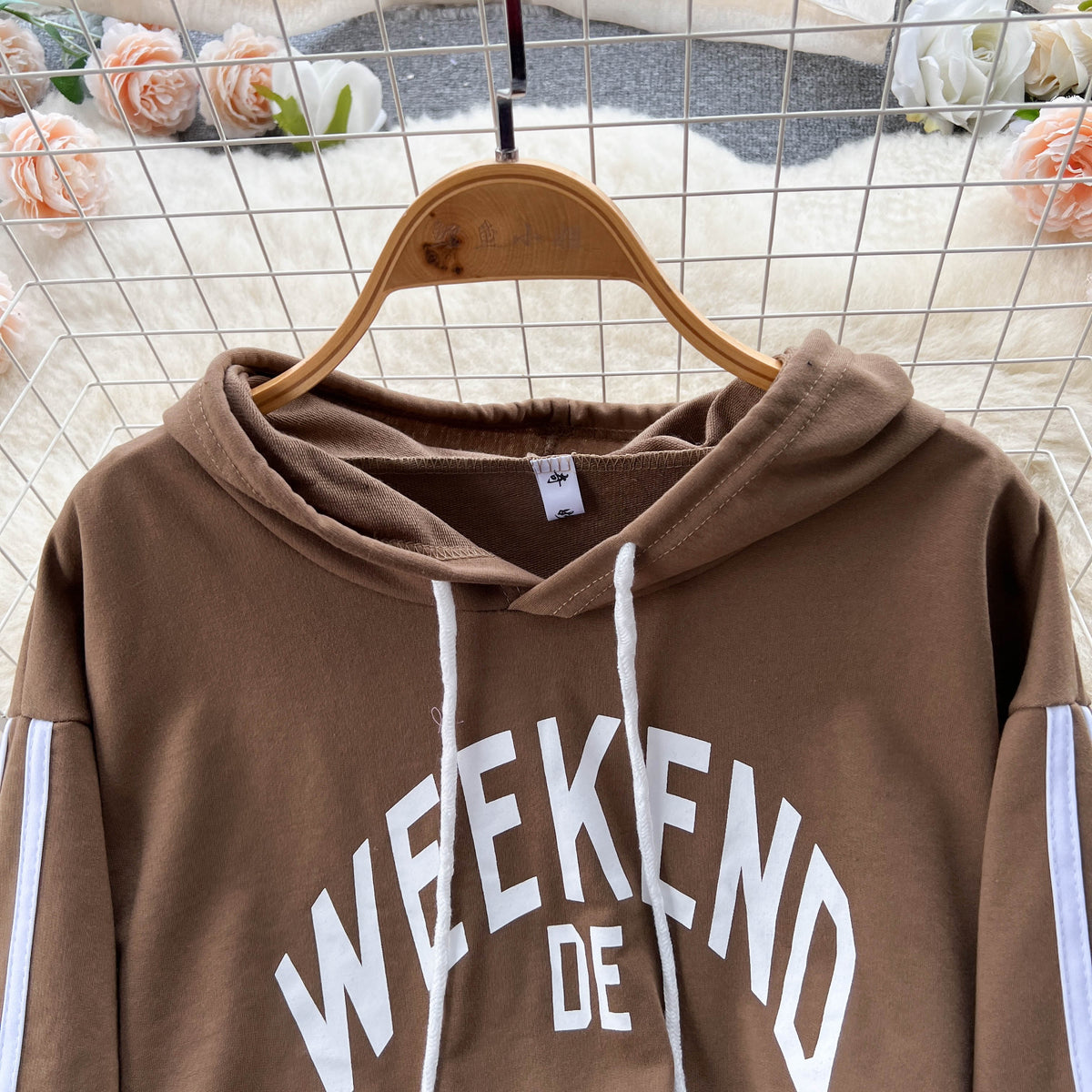 Letter Printed Hoodie&Halter Dress 2Pcs