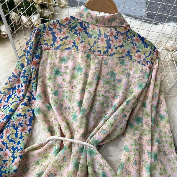 French Style Waist-slimming Floral Dress