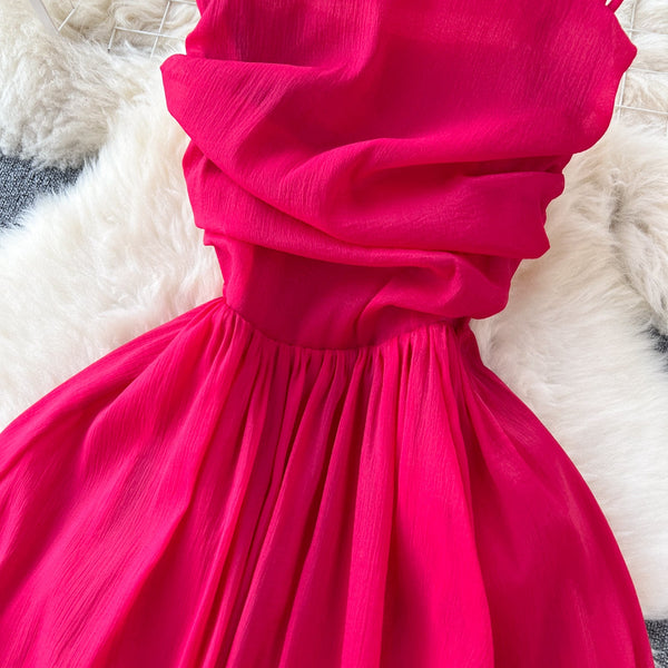 Fairy Pleated Red Slip Dress