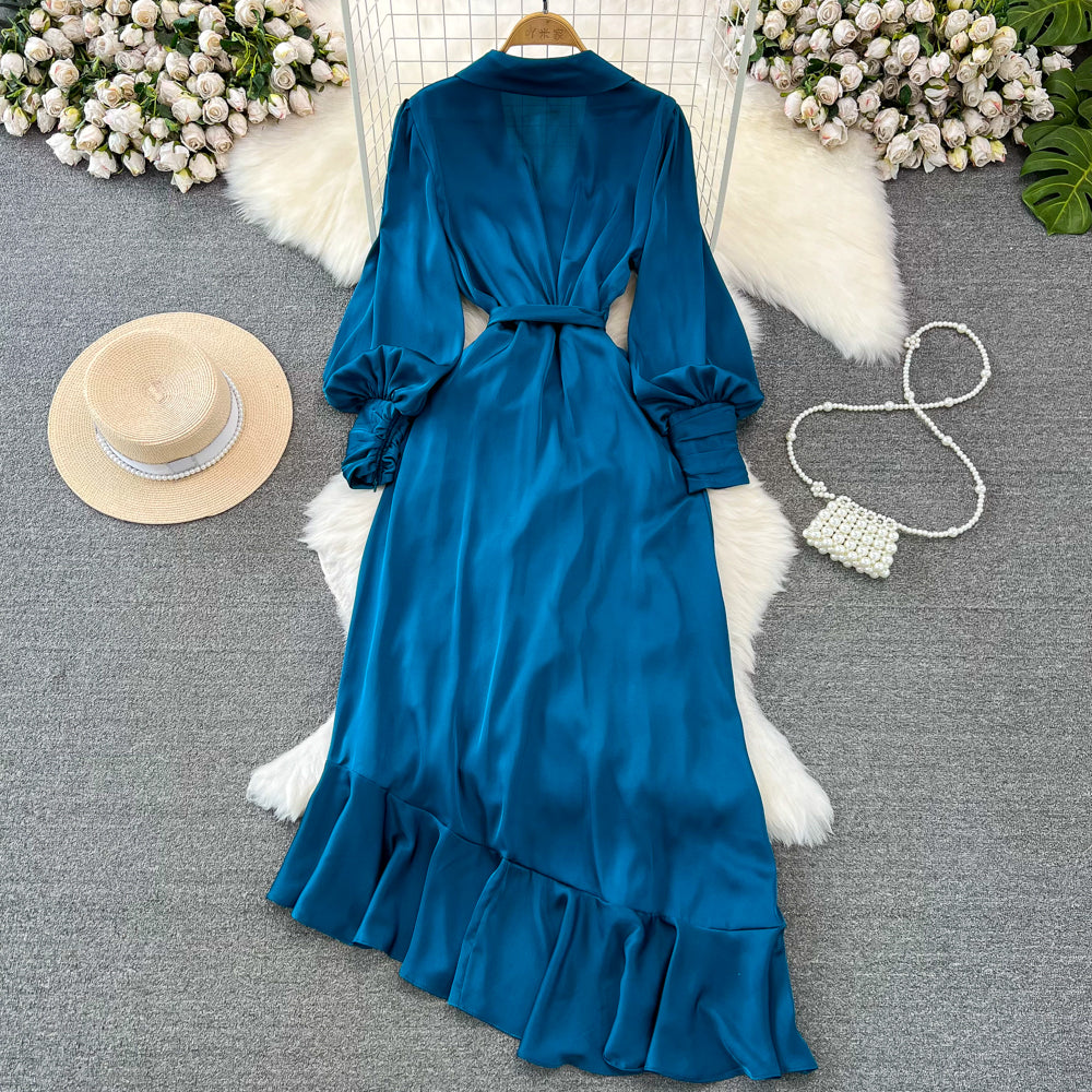 Asymmetric Ruffled Hem A-line Dress