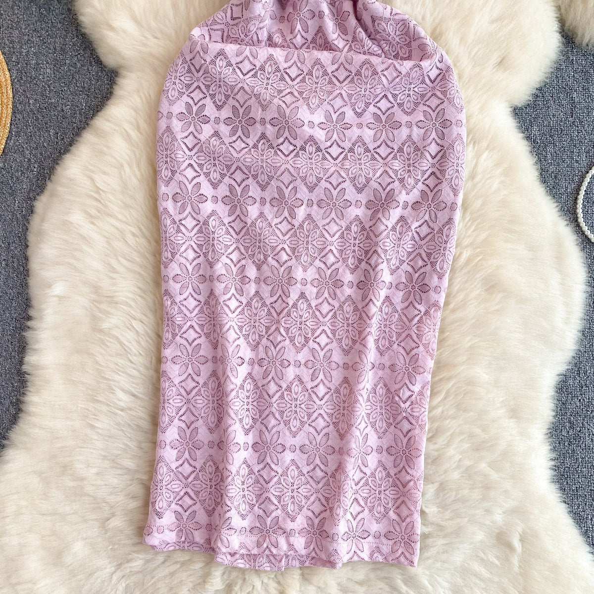 Sweetie Hip-wrapping Pink Lace Dress
