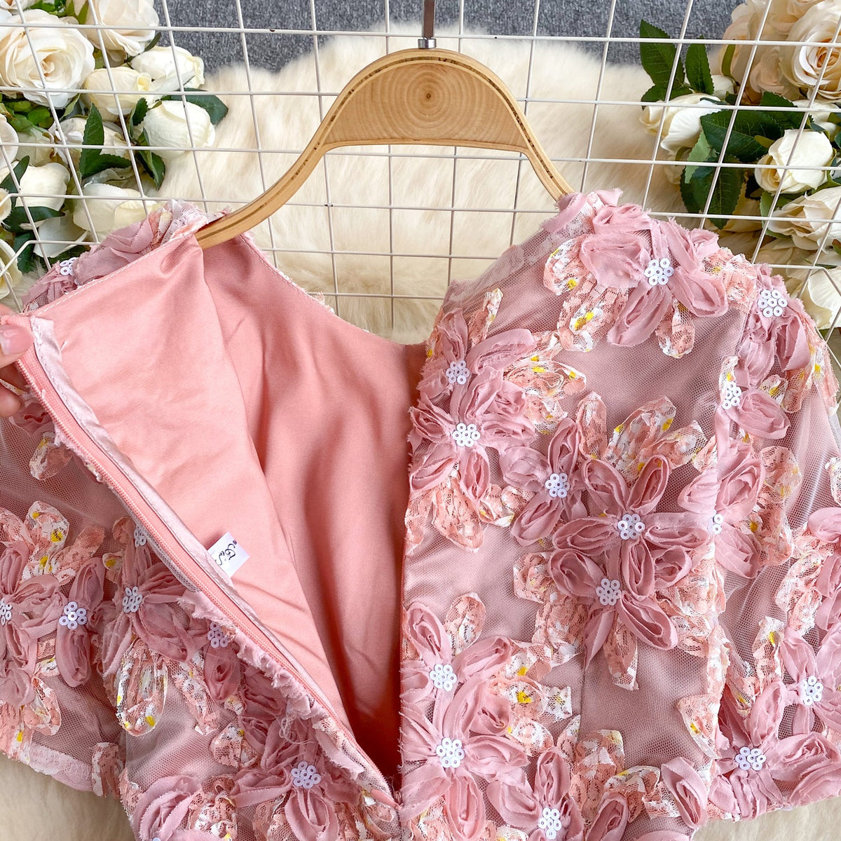 Pink Floral Embroidered Princess Dress