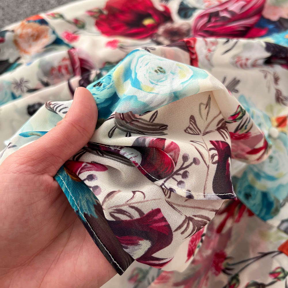 Ethnic Style V-neck Floral Layered Dress