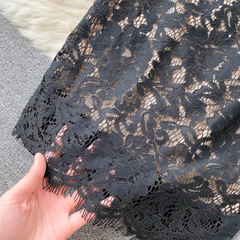 High-end Square Neck Lace Dress