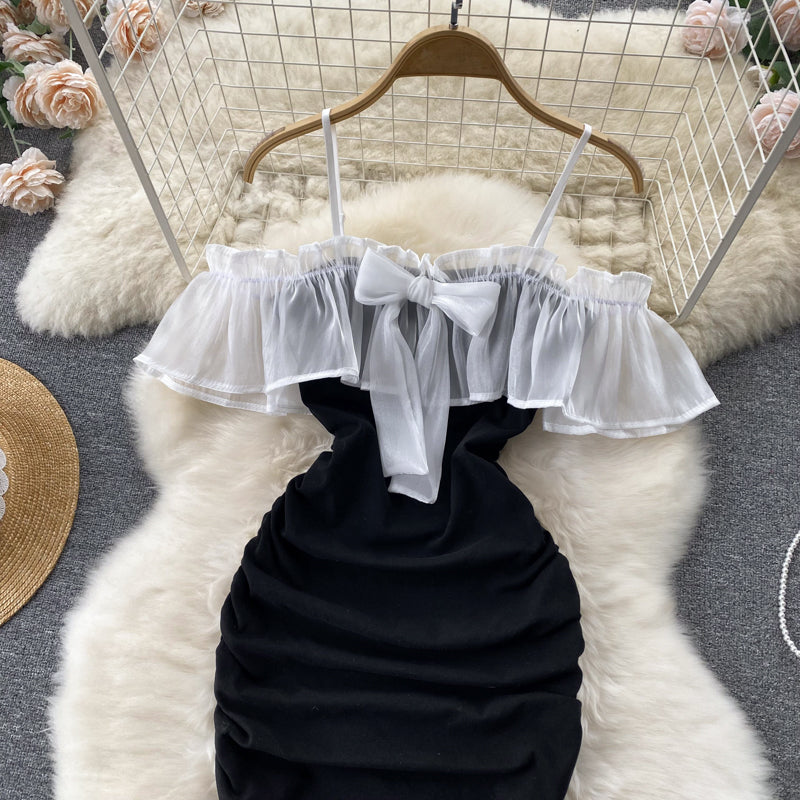 Ruffled Mesh Patchwork Dress