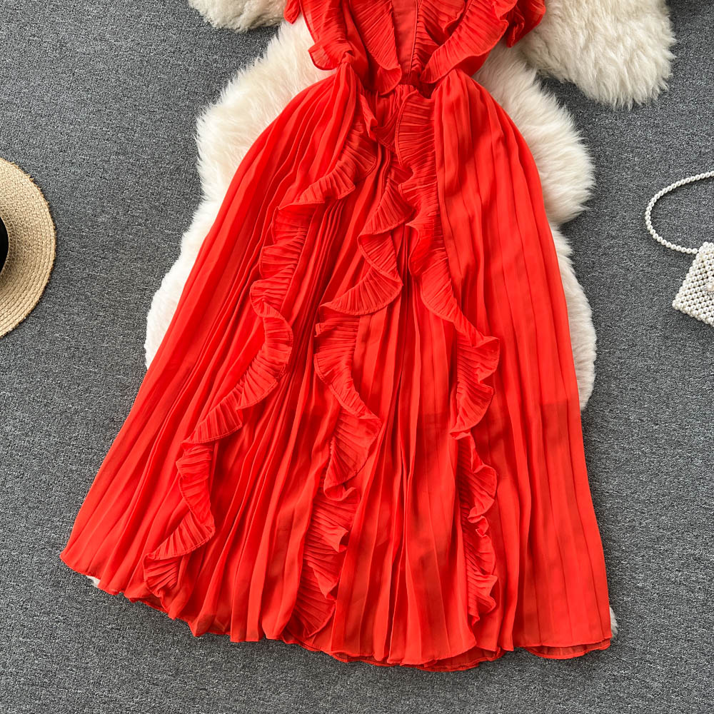 Ruffle Sleeveless A-line Dress