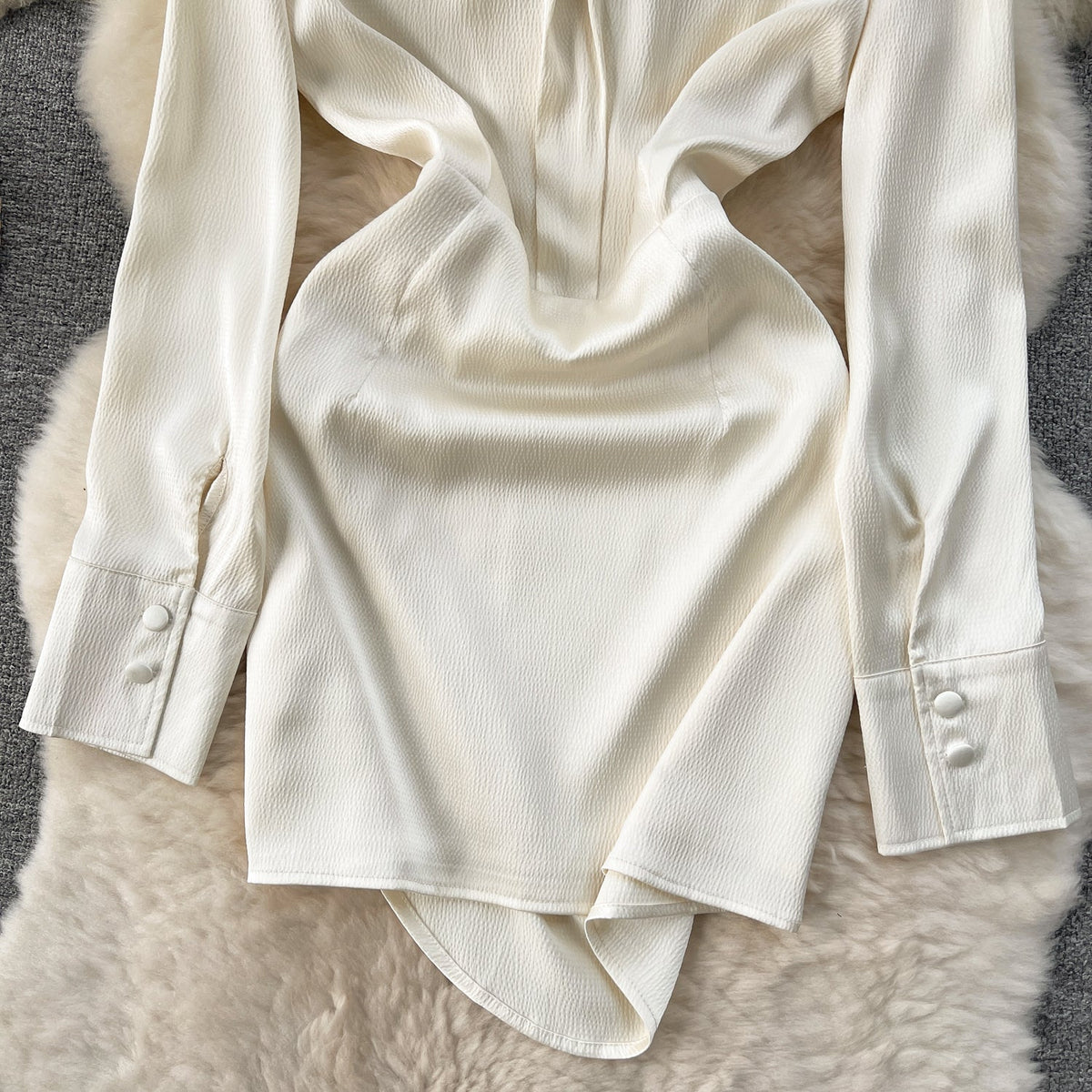 Elegant Lapeled Pleated Shirt Dress