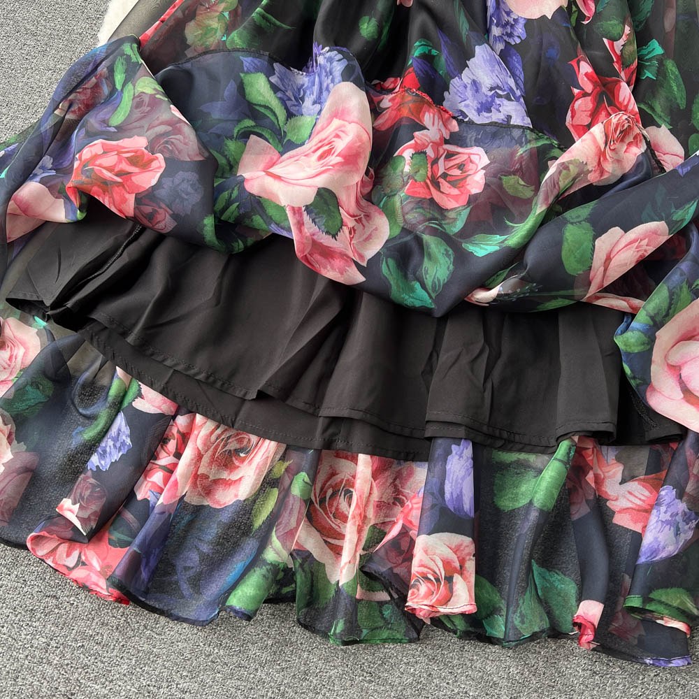 Fairy V-neck Printed Chiffon Dress