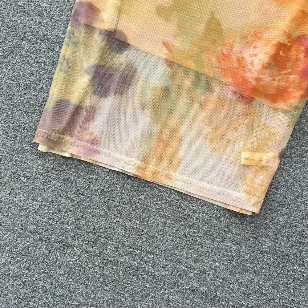 Fransız Tarzı Tie-dye File Elbise