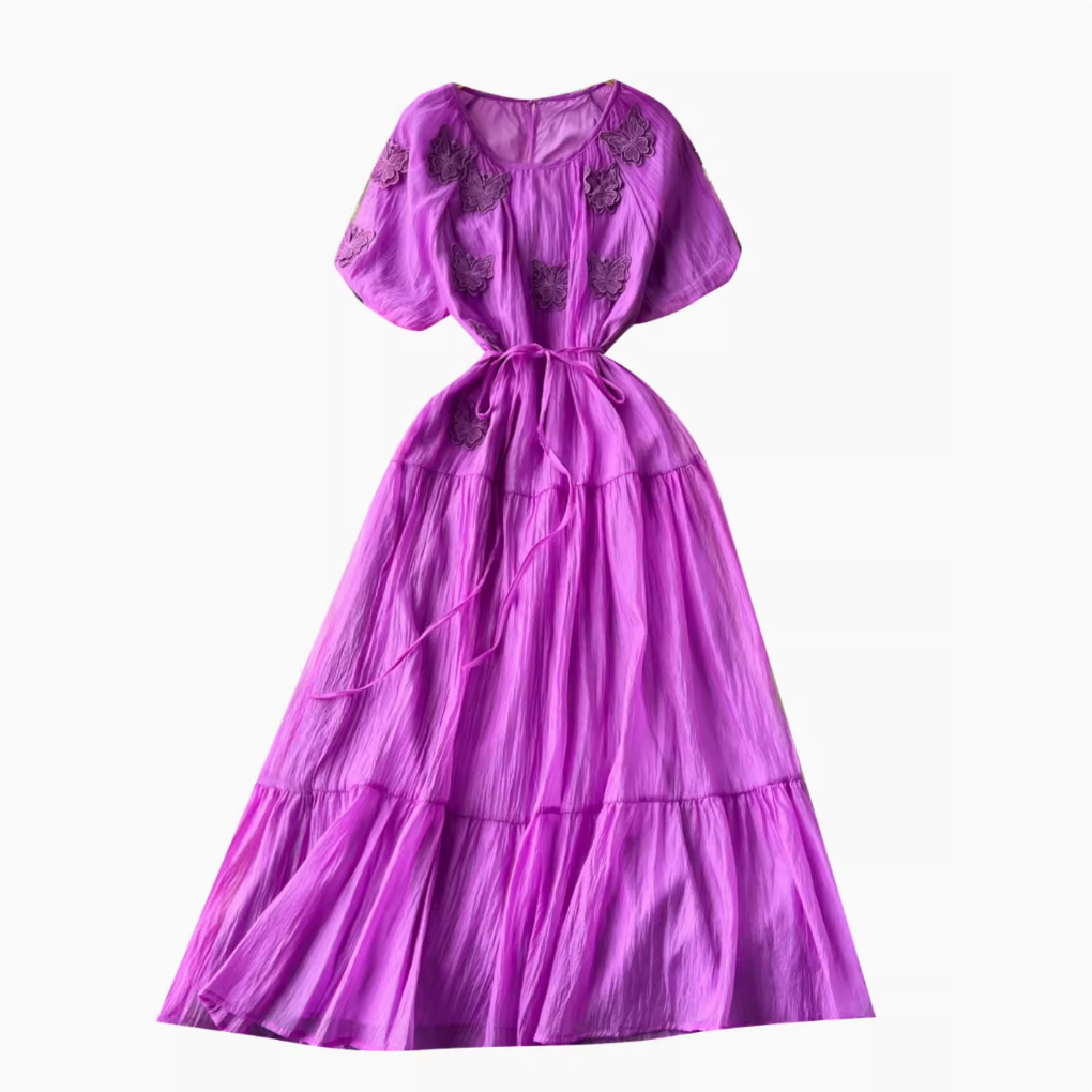 Elegant Butterfly Embroidered Dress