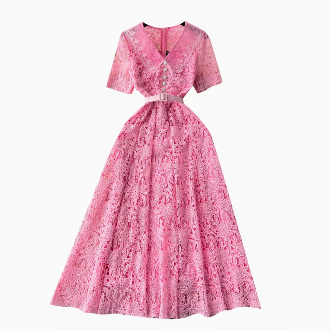 Doll Collar Embroidered Lace Dress