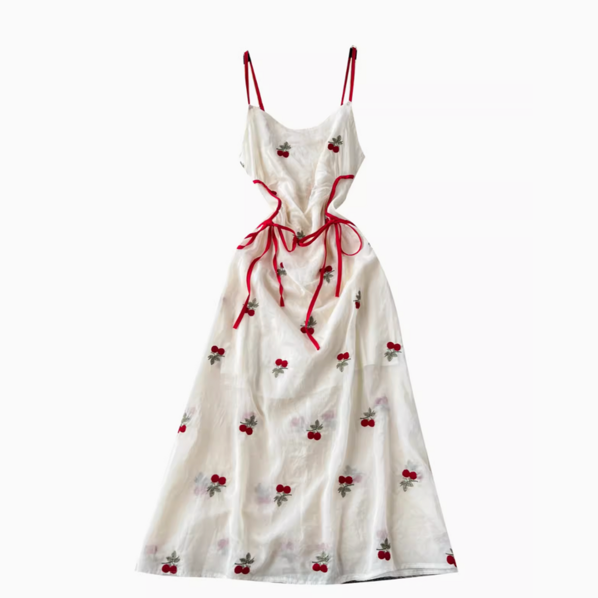 Sweetie Cherry Embroidered Slip Dress