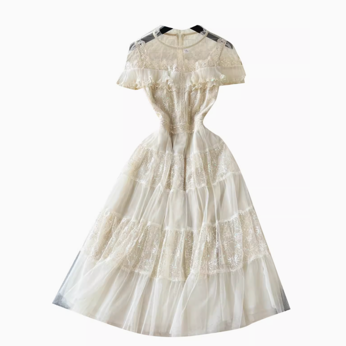 Delicate Sequined Lace Patchwork Dress