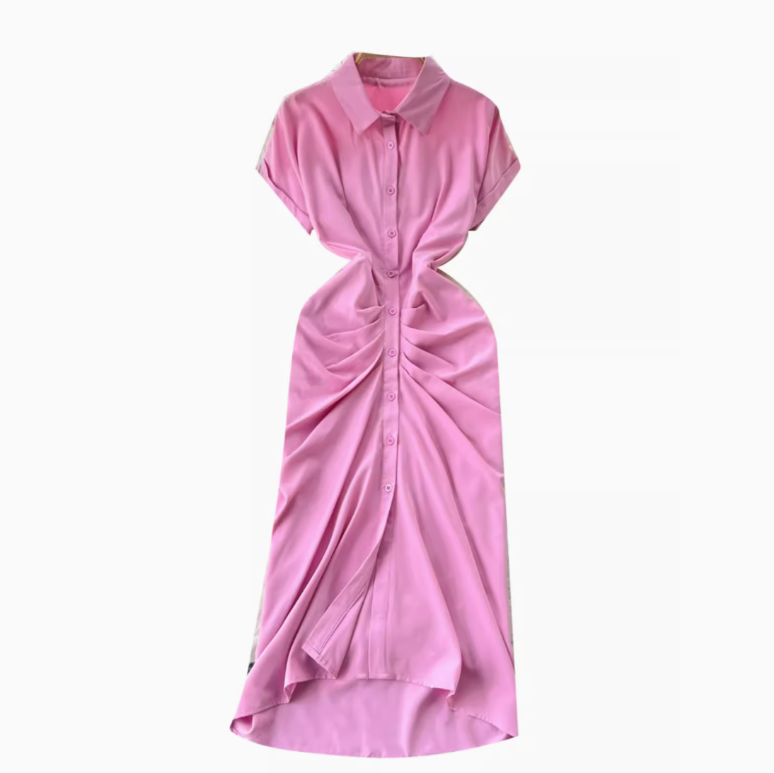 Slim-fit Pleated Shirt Dress