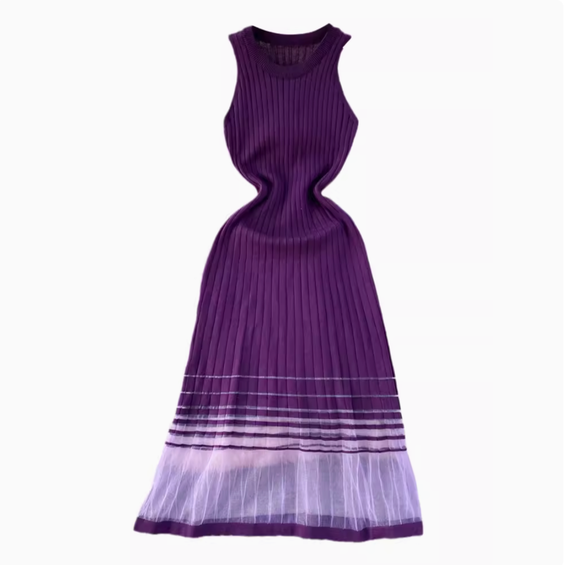 Elegant Mesh Patchwork Knitted Dress