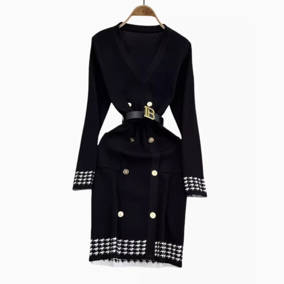 High-end Double Breasted Knitted Dress