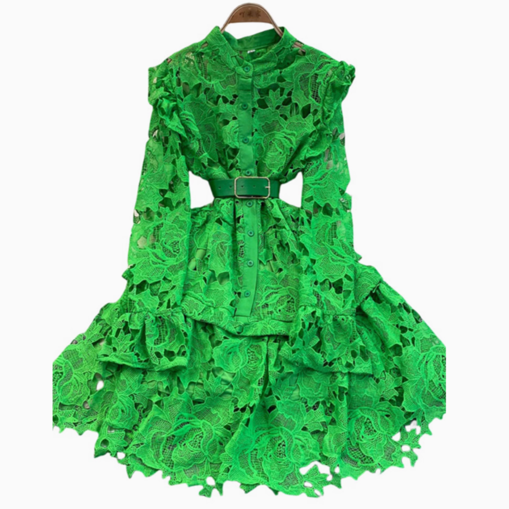 Premium Lace Patchwork A-line Dress