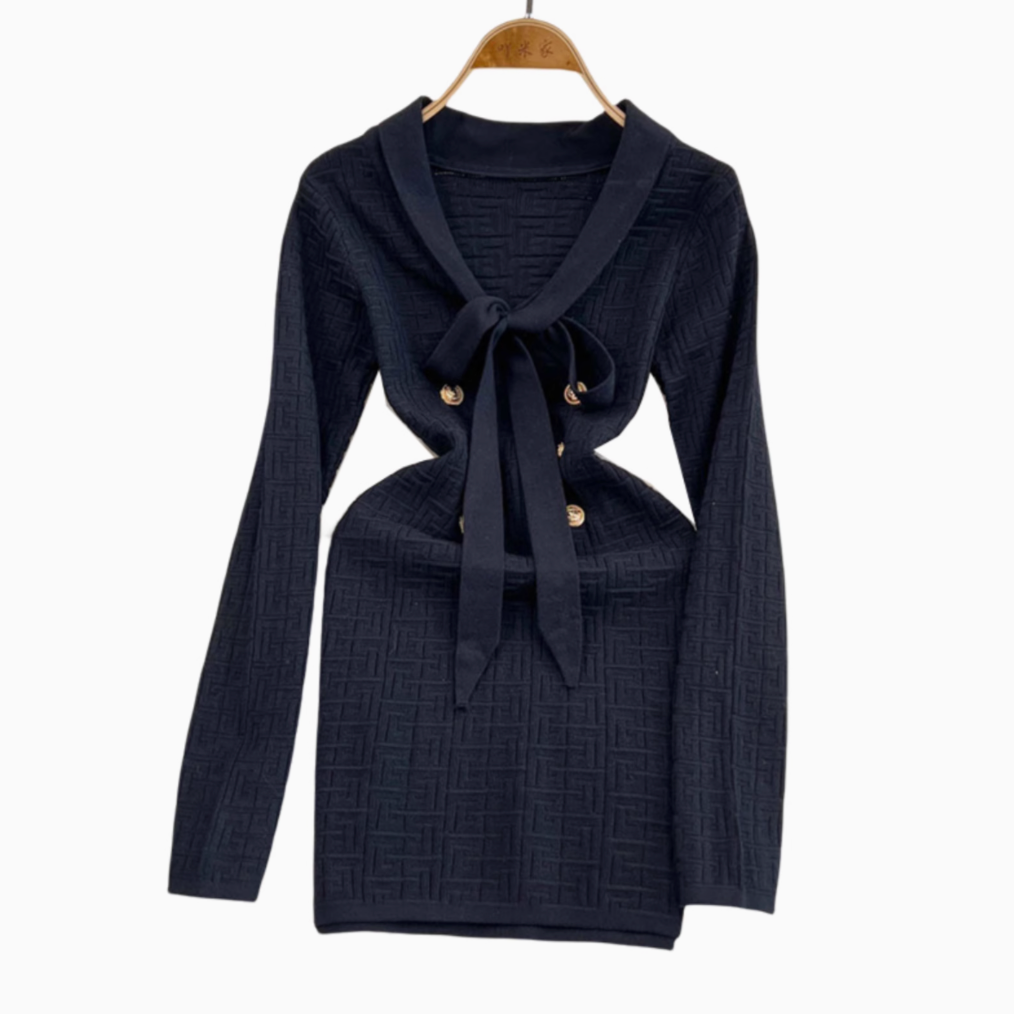 Jacquard Dark-printed Jersey Dress with Straps