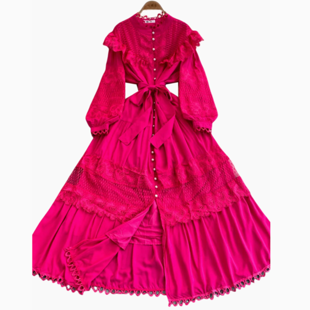 Courtly Lace Patchwork Shirt Dress