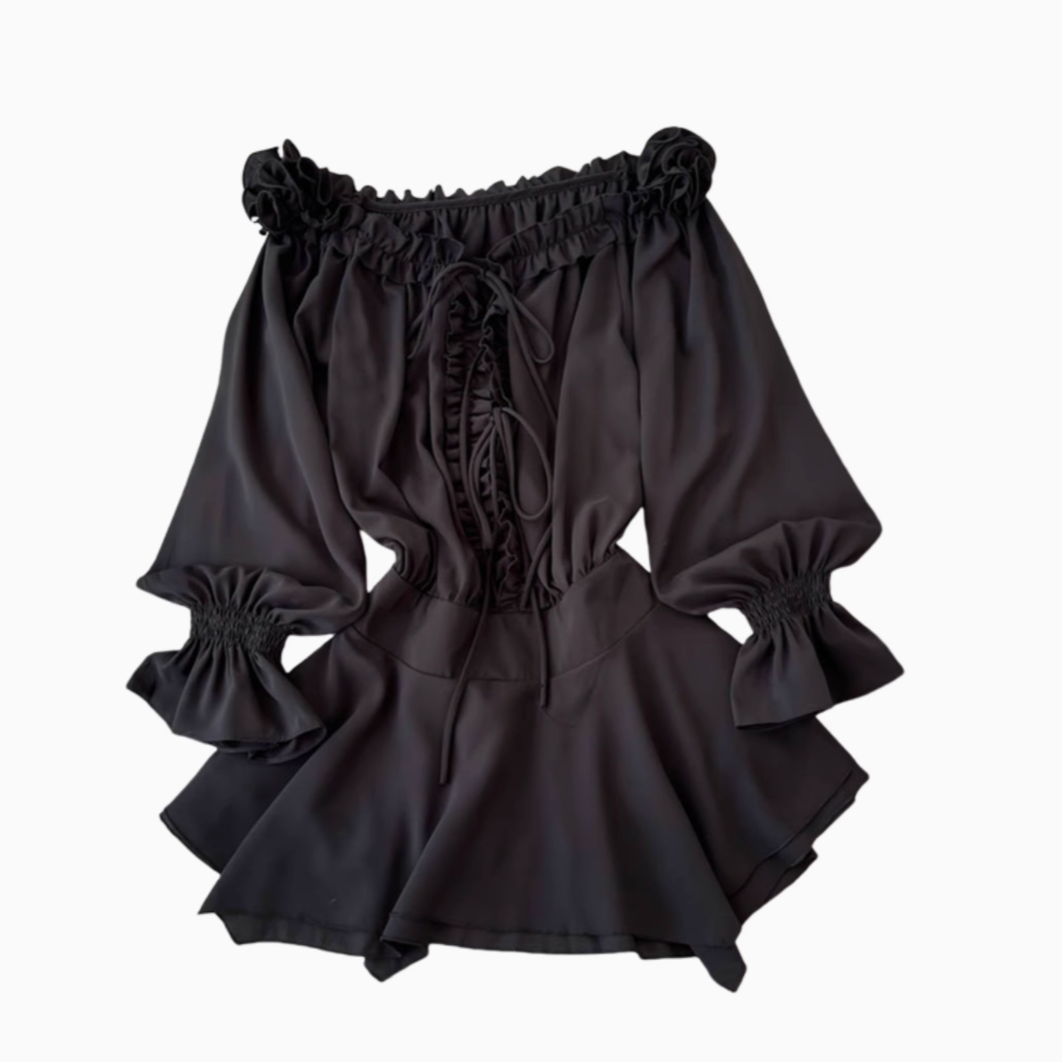 Sweetie Ruffled Lace-up Short Dress