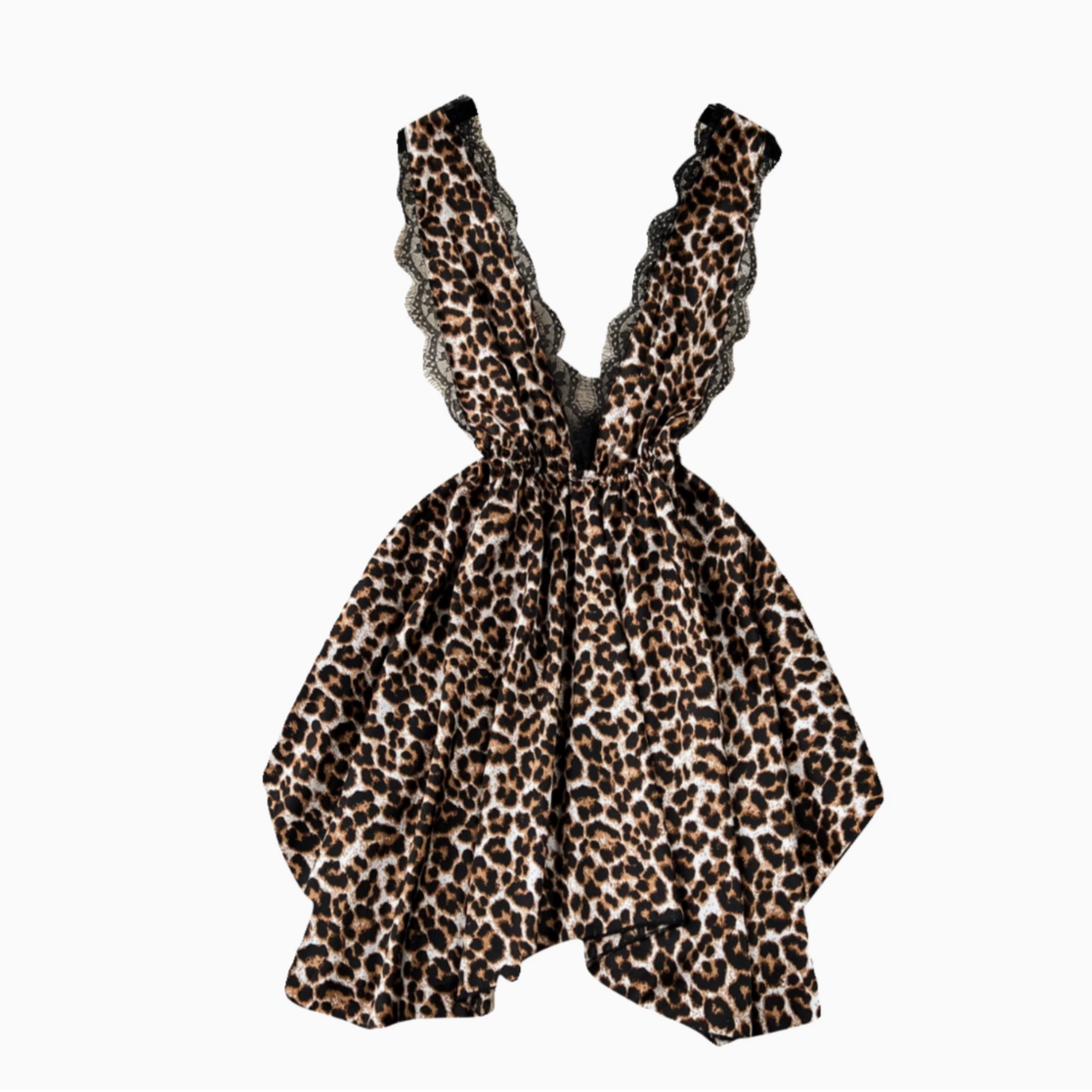 Leopard Printed V-neck Patchwork Dress