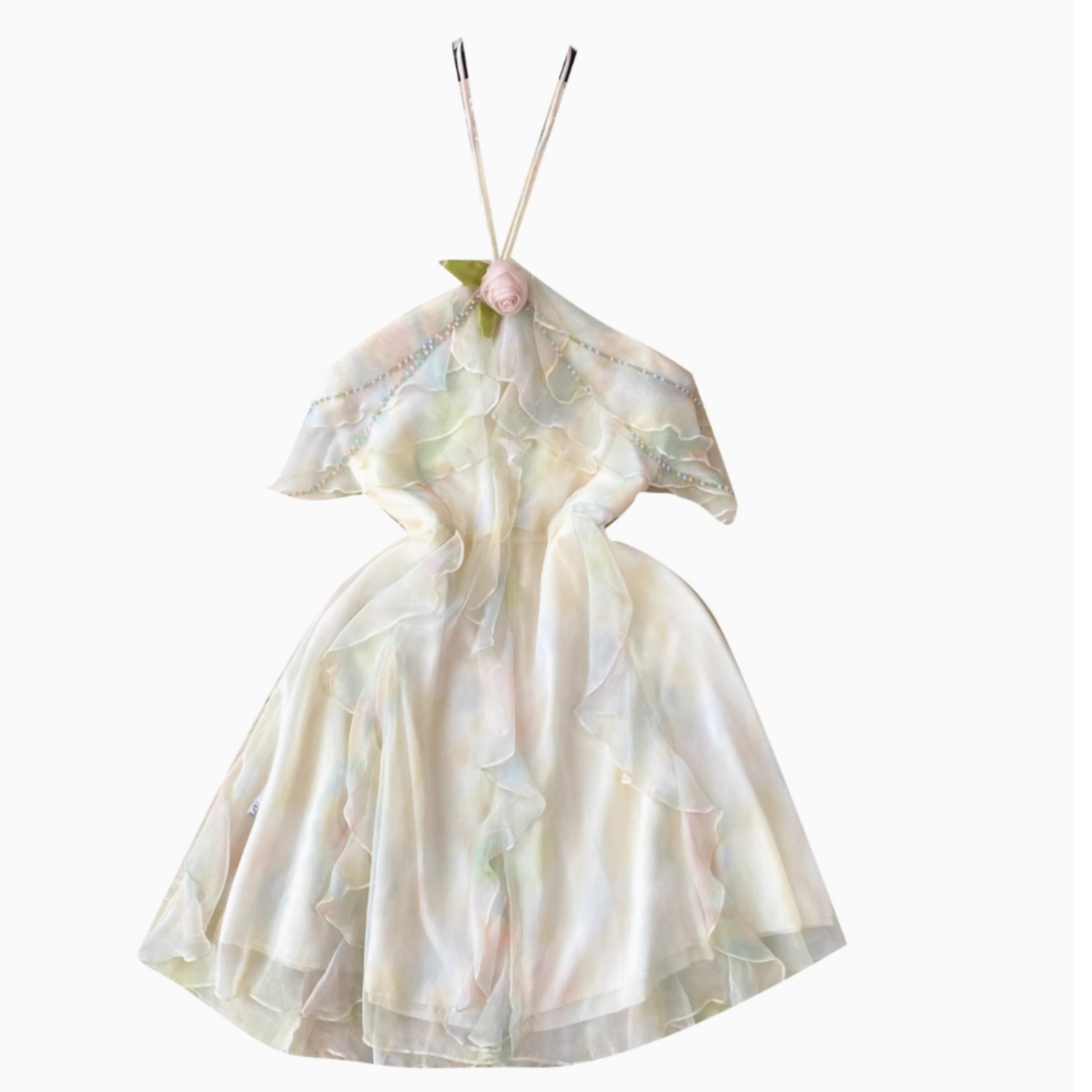 Fairy Tie-dye Mesh Halter Dress
