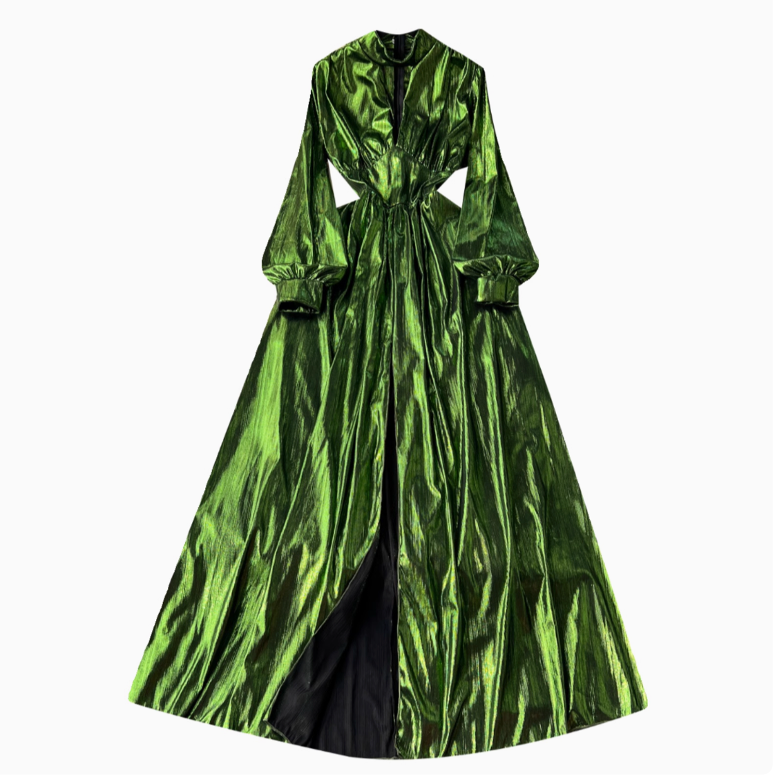 Deep V-neck Glossy Satin Dress