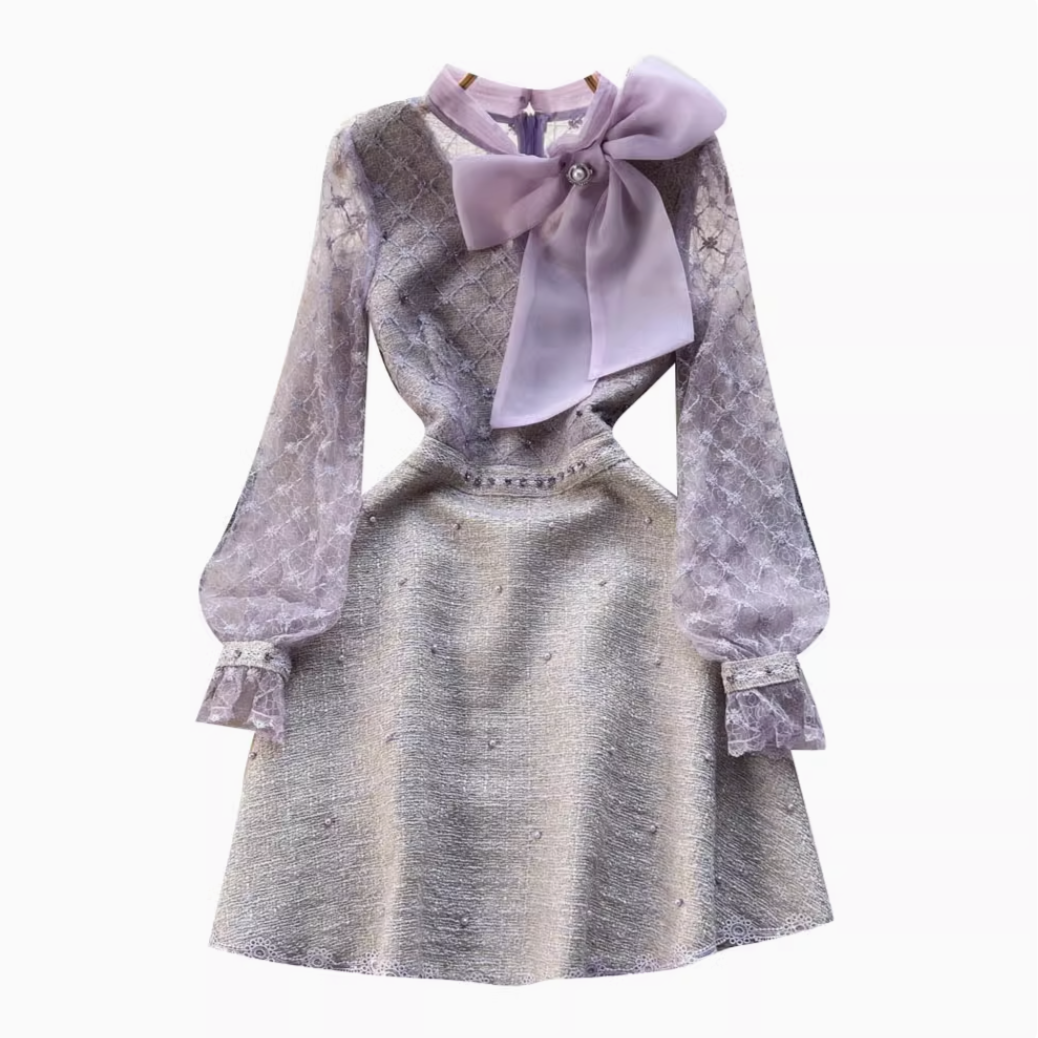 Beaded Bow Embroidered Fairy Dress
