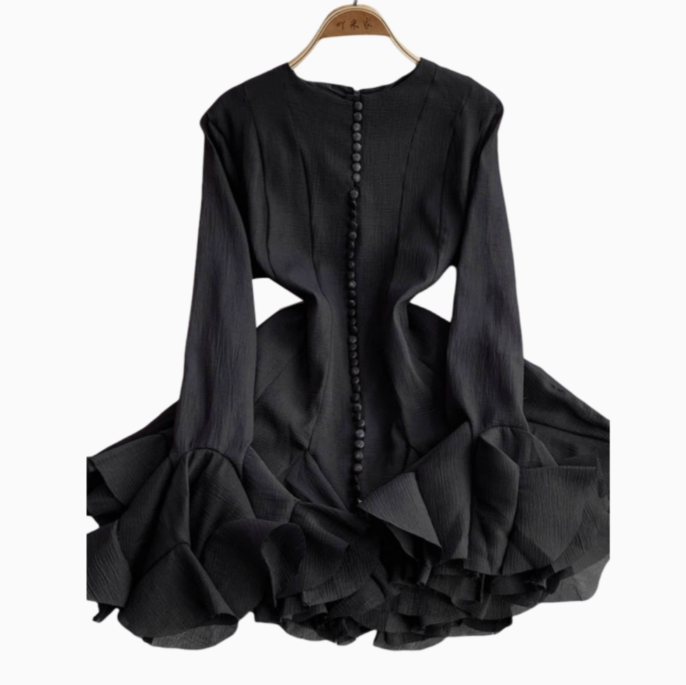 Round Collar Ruffled Pendulum Dress
