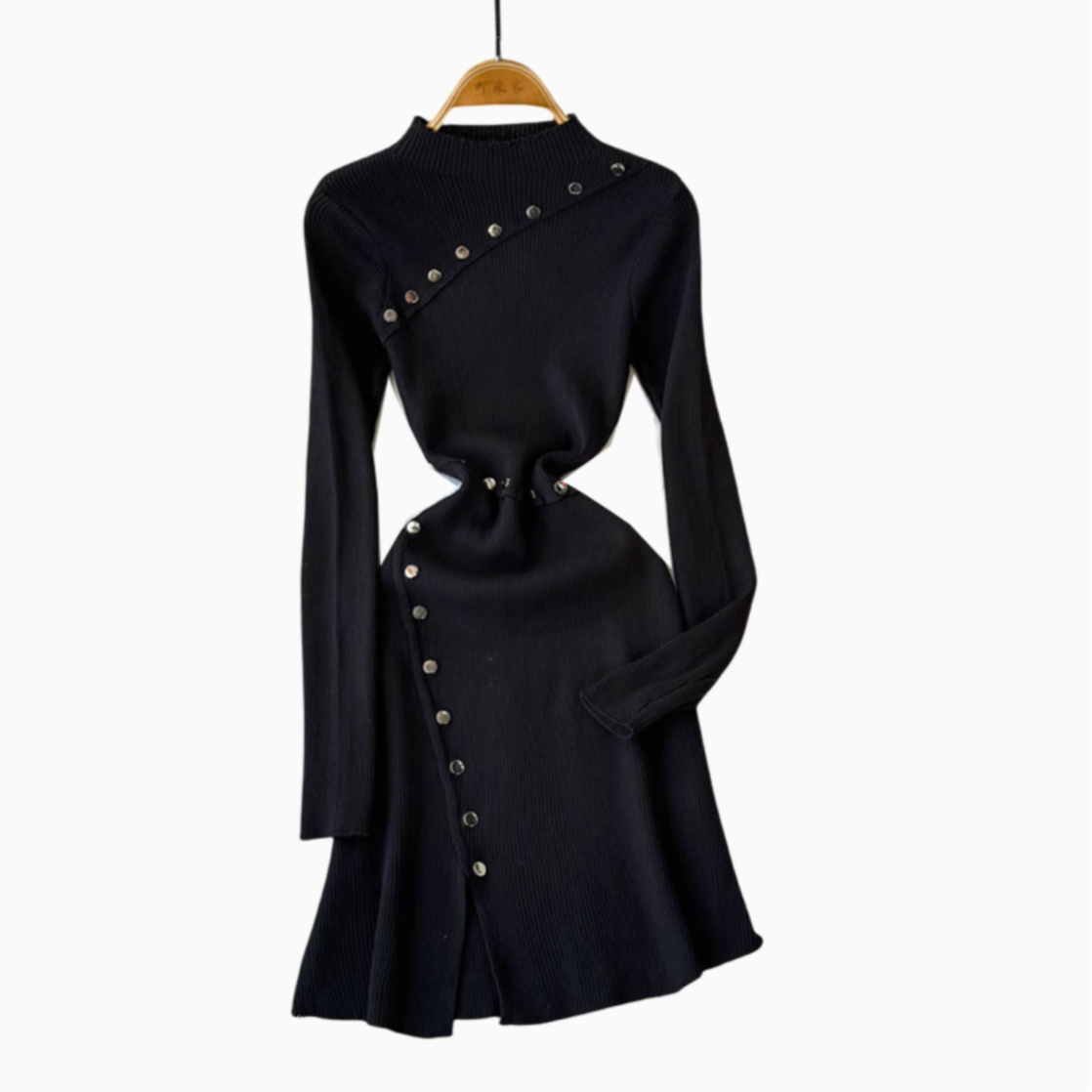 Hand-stitched Buttons Bottoming Knit Dress