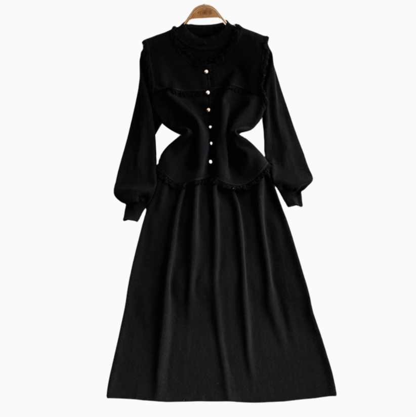 Woolen Vest&Sweater Dress Vintage 2Pcs
