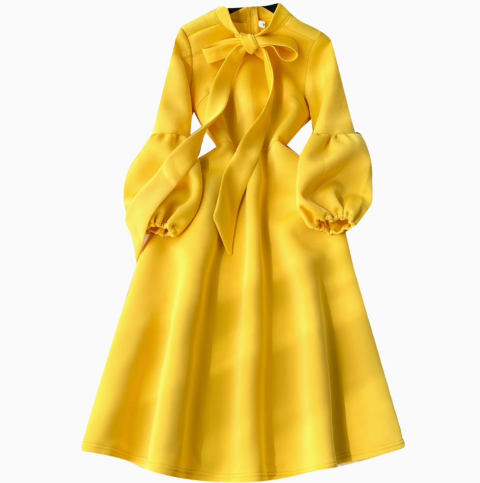 Premium Lace-up Solid Color Dress