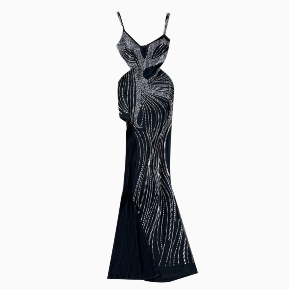 Rhinestone Studded See-through Slip Dress