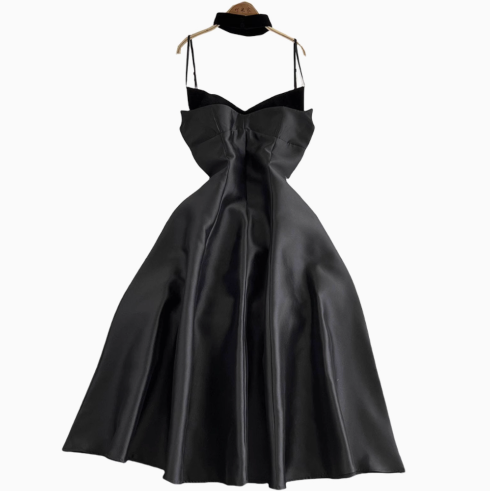 Vintage Ruffled Slip Dress with Choker