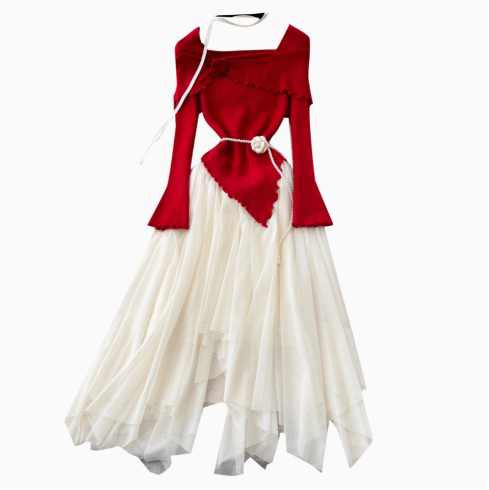 Irregular Design Patchwork Puffy Dress