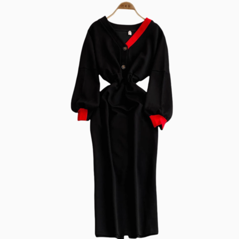 Niche V-neck Slim Sweatshirt Dress
