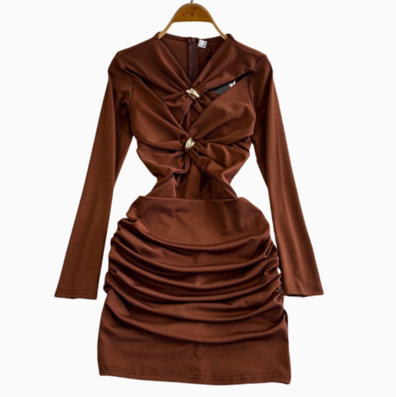 Niche Twisted Knots Pleated Dress