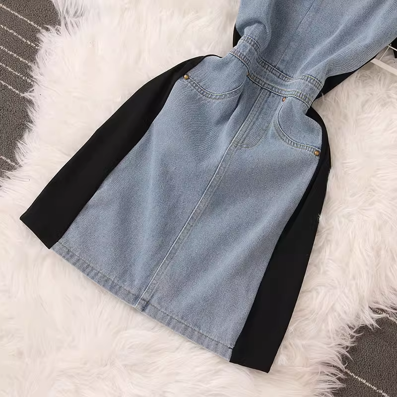 Fake Two-piece Denim Patchwork Dress