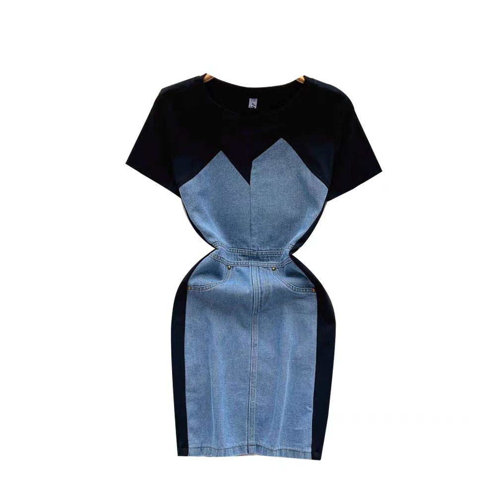 Fake Two-piece Denim Patchwork Dress