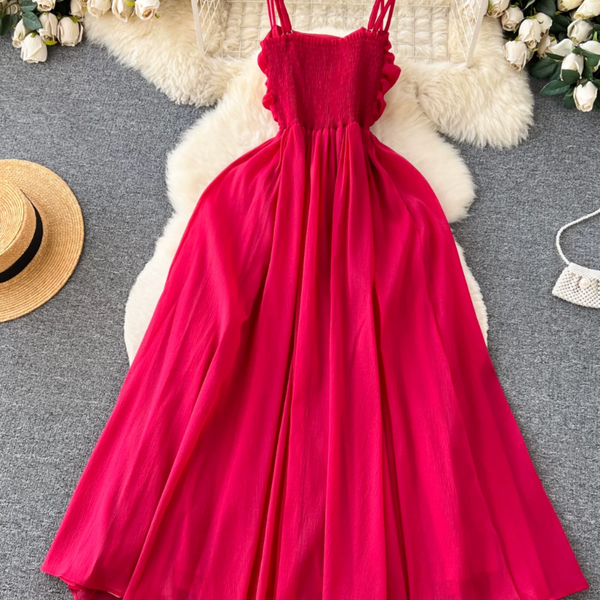 Fairy Pleated Red Slip Dress