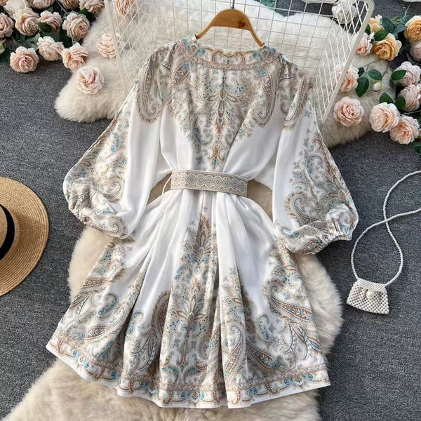 Floral Printed Single-breasted Dress