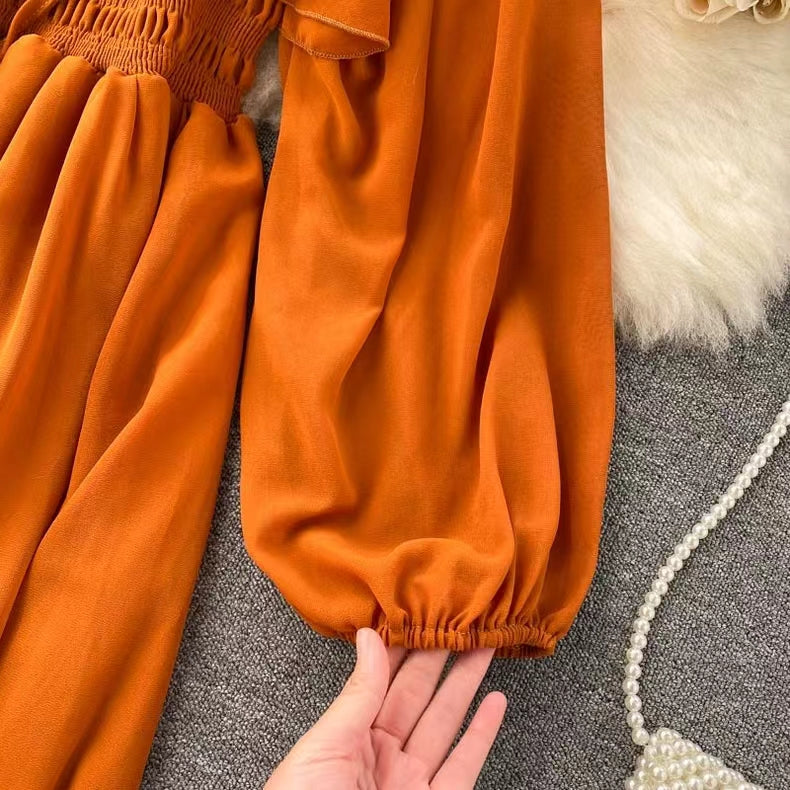 Şık Kabartmalı Kol Chiffon Elbise