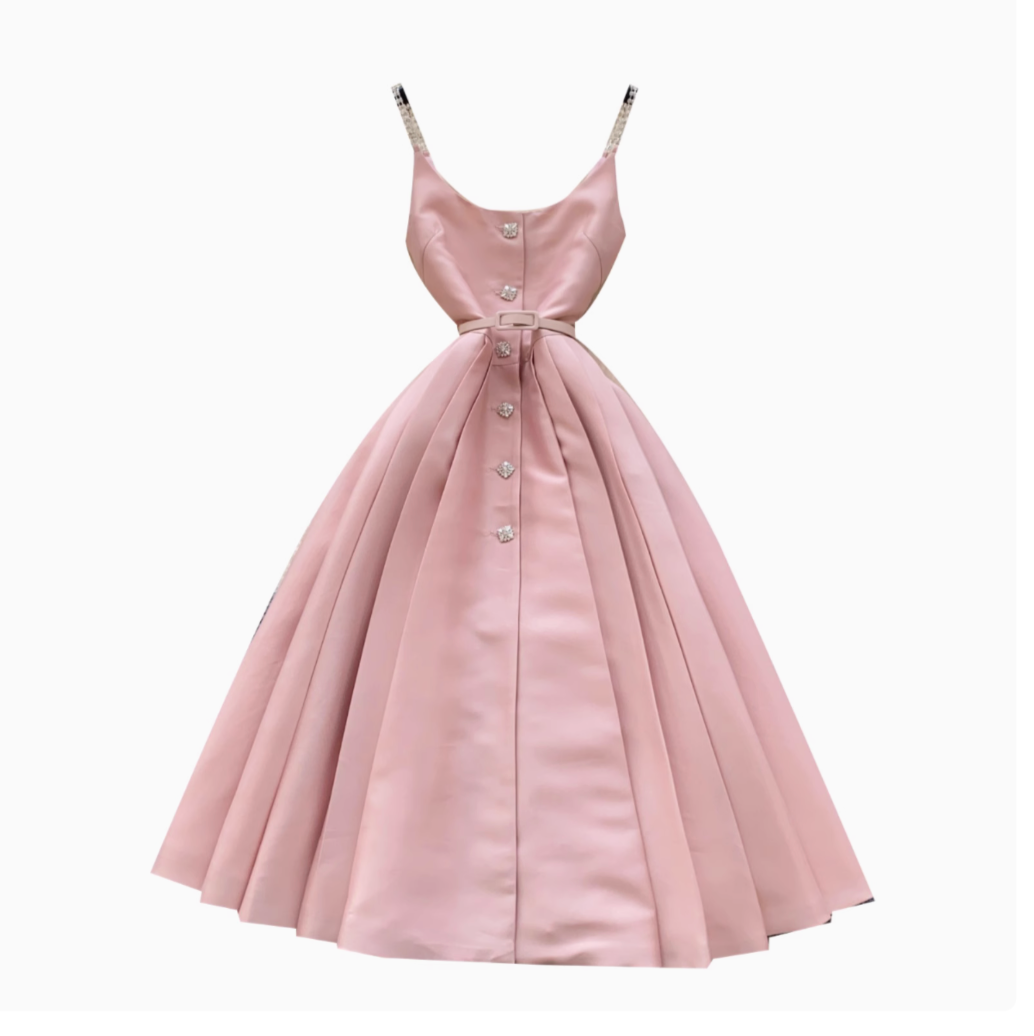 High-end Pleated Slip Dress with Belt