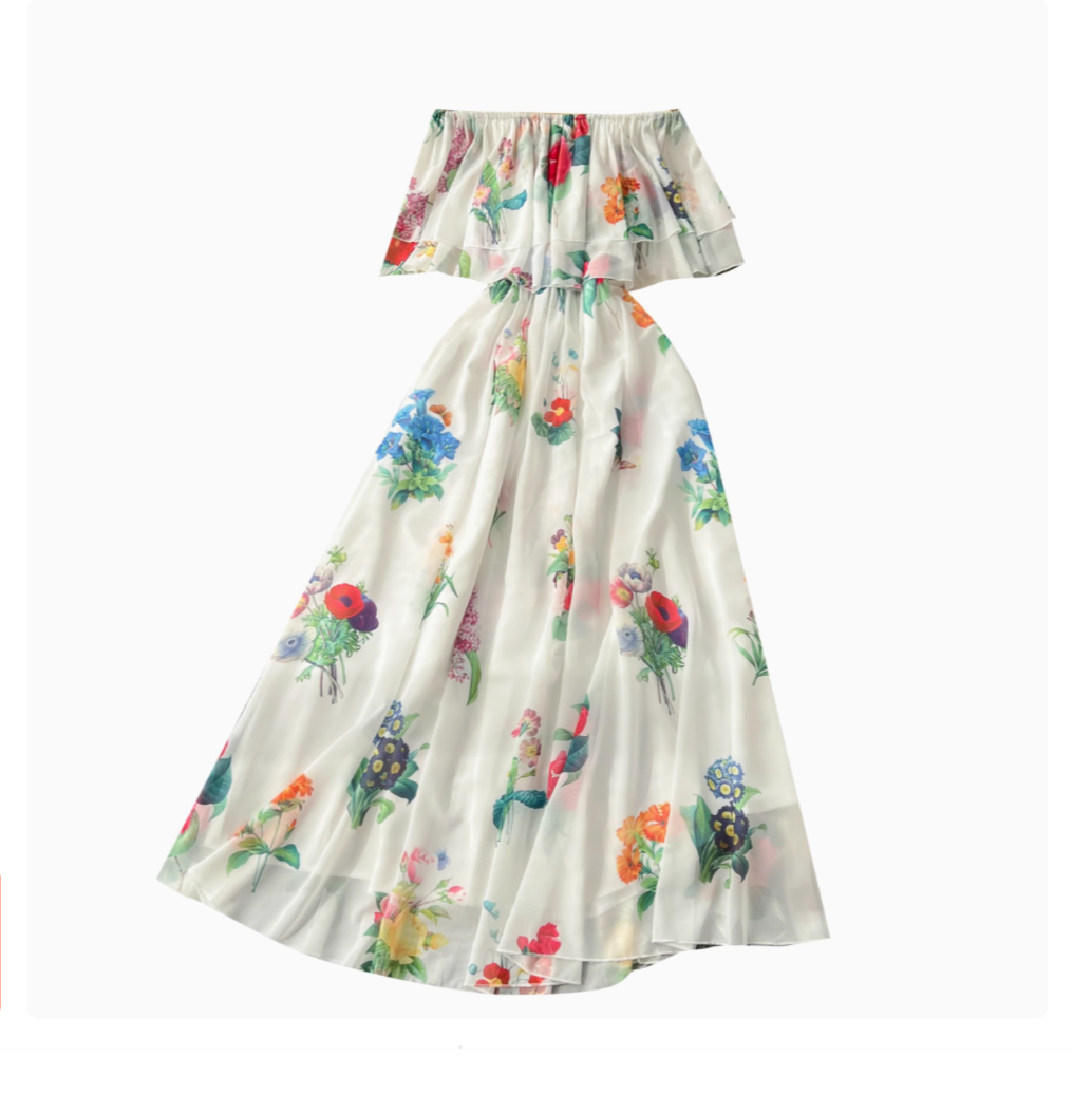 Fairy Off-shoulder Ruffled Floral Dress