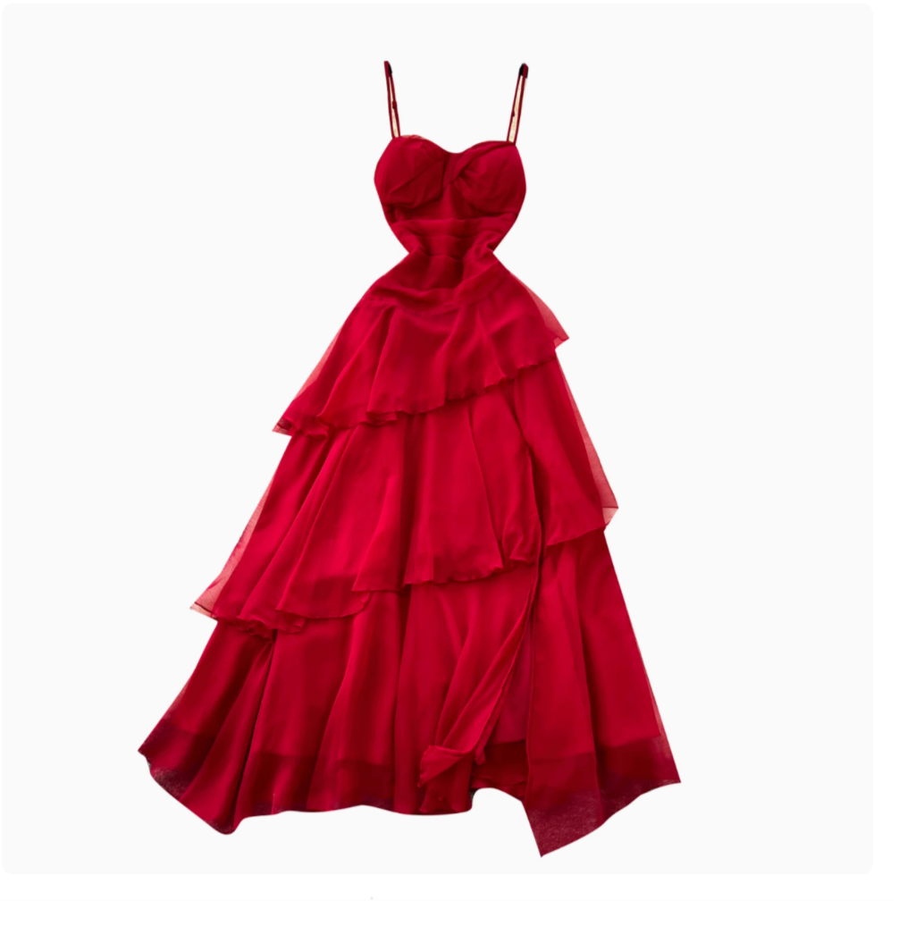 Irregular Design Ruffled Slip Dress