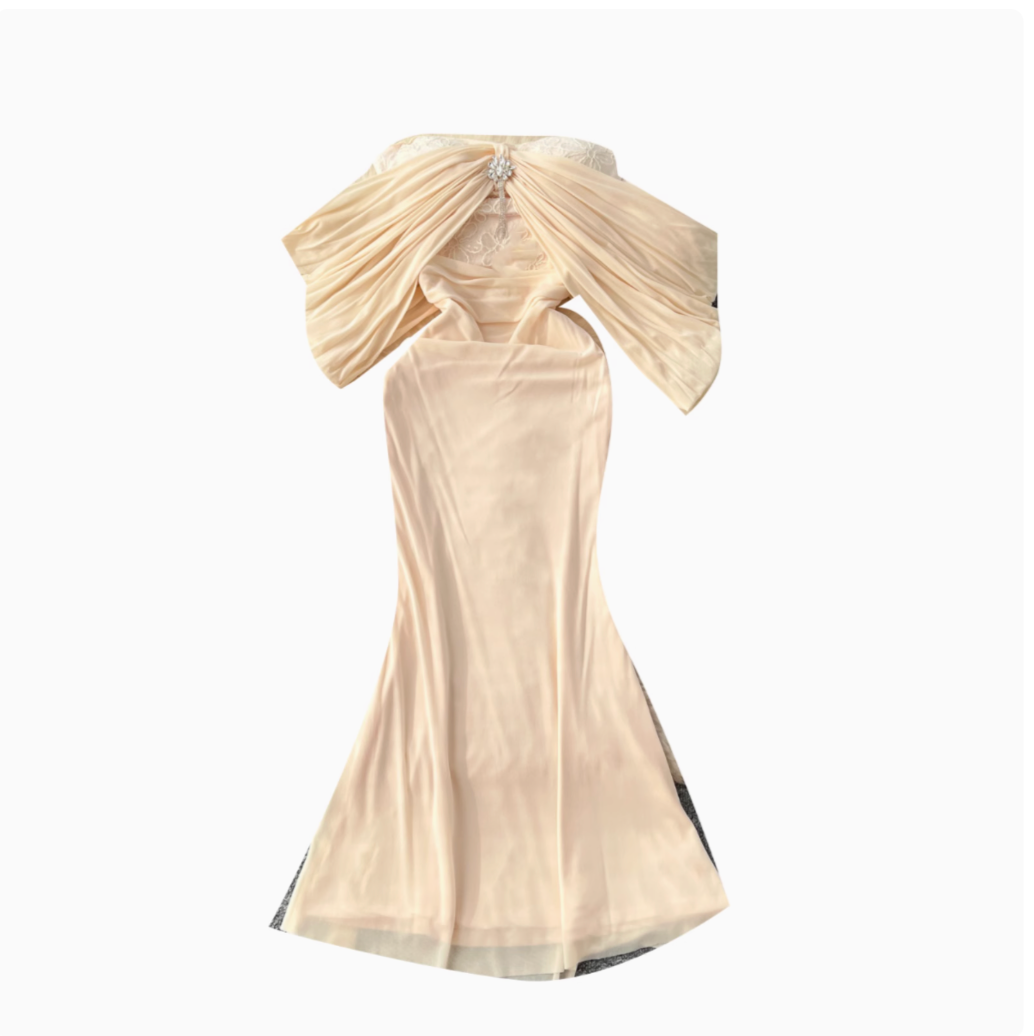 Sequined Embroidered Off-shoulder Mesh Dress