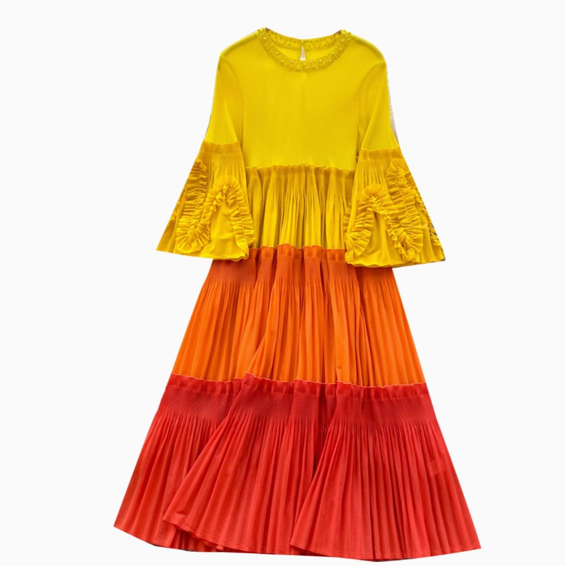 Niche Color Blocking Pleated Dress